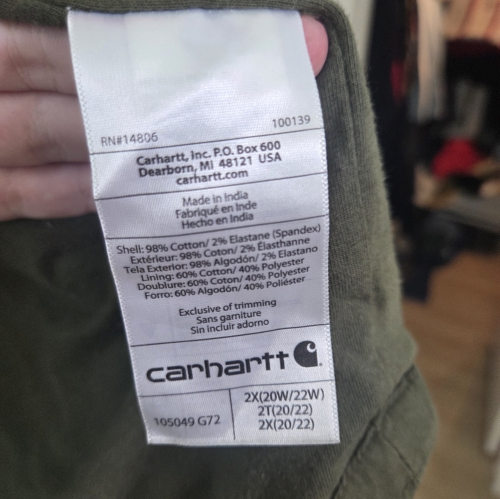 Carhartt Rugged Flex Loose Fit Canvas Shirt Jac Olive Green Plus Size 2X (20W/22 - Picture 3 of 3